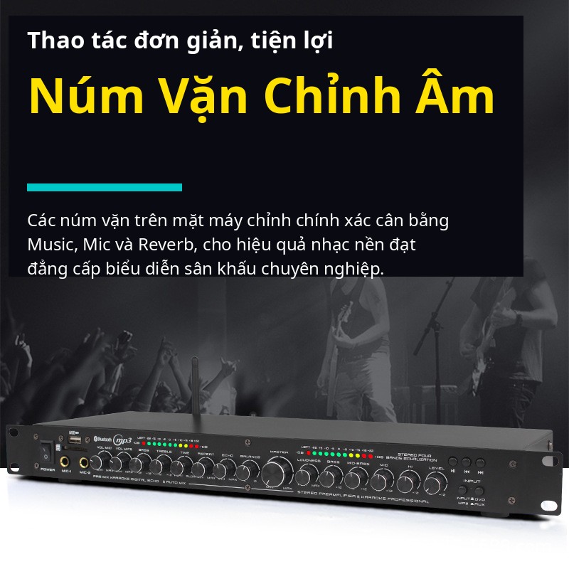 Vang Số SLZ AV7681 - Vang Karaoke KTV Reverb Số Chip DSP, Bluetooth 5.0, USB/Thẻ TF Cho Dàn Âm Thanh Gia Đình & Sân Khấu