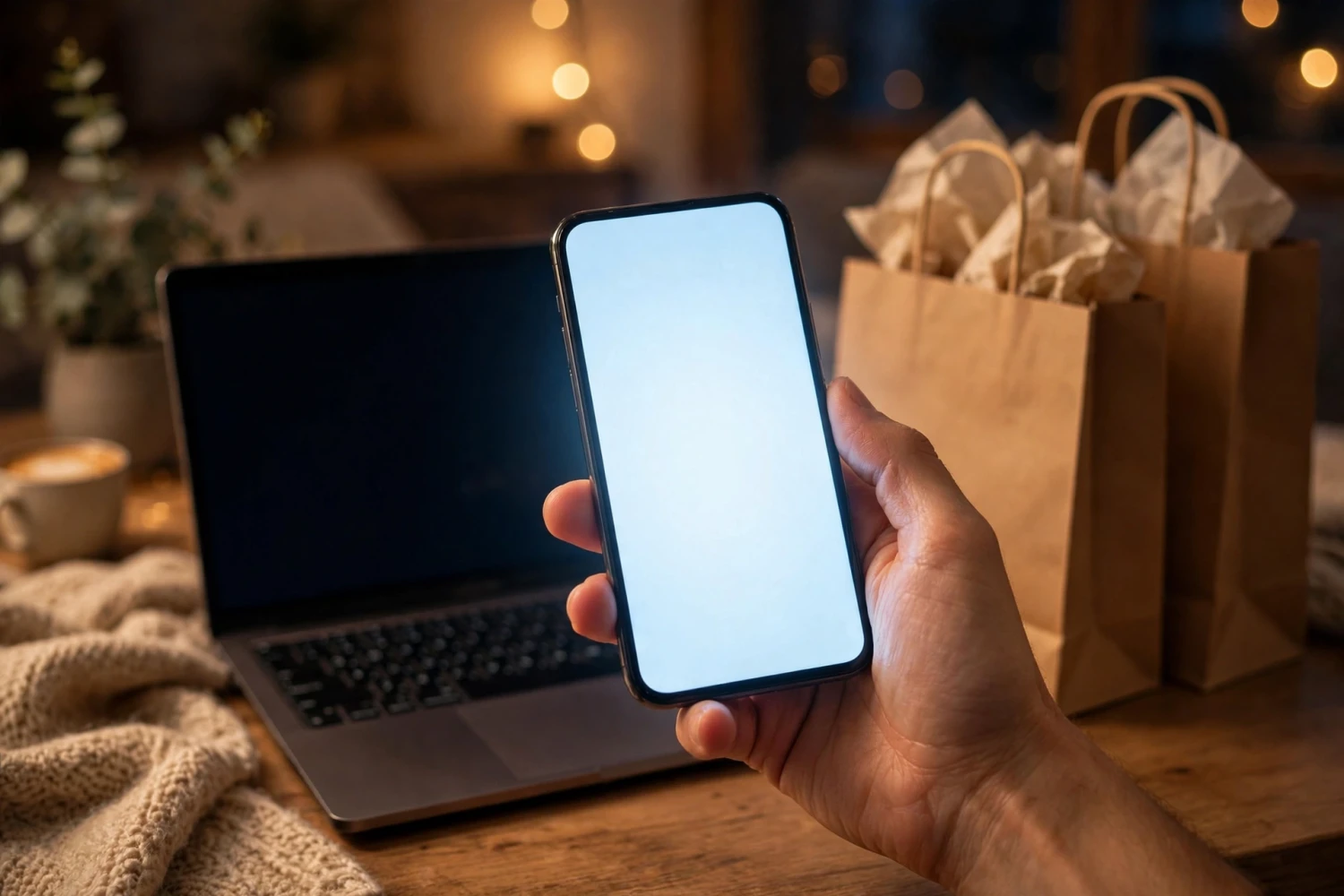 Điện thoại hiển thị mã giảm giá và giỏ hàng khi mua sắm online