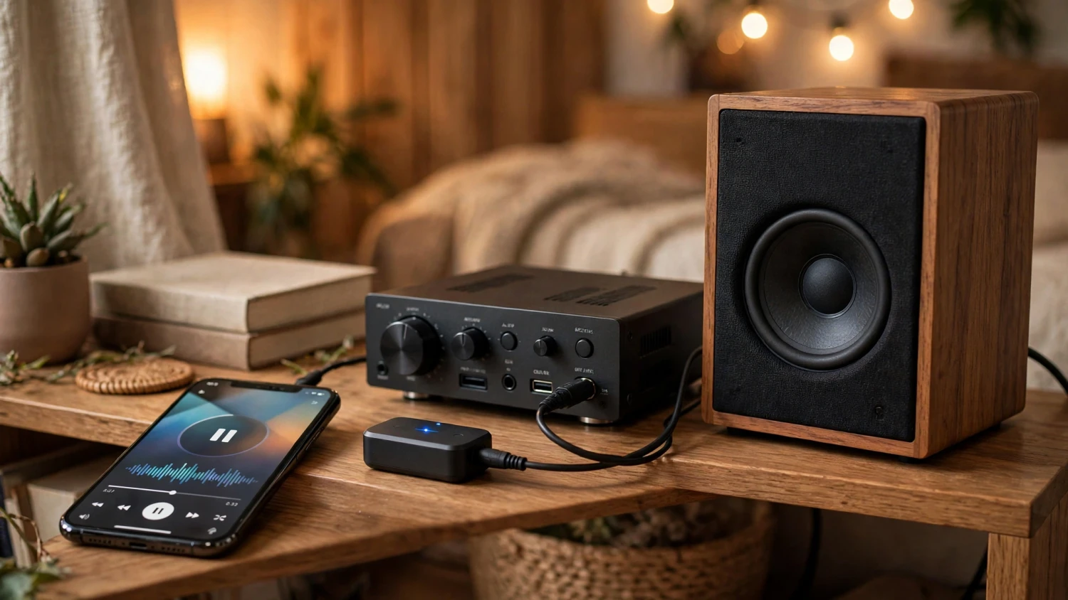 Cách ghép nối bộ thu phát bluetooth 5.0 với loa và amply