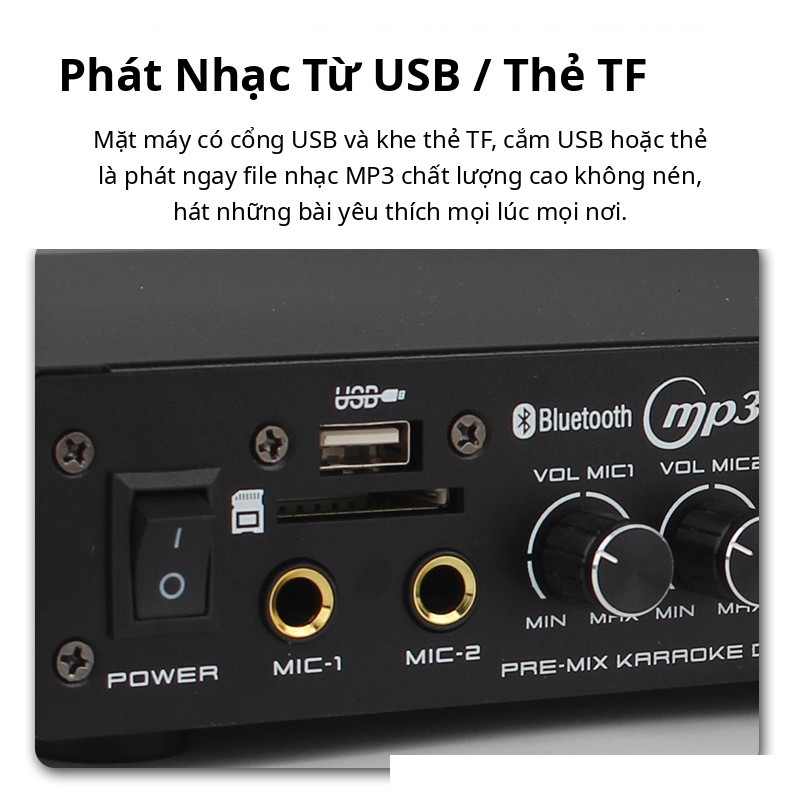 Vang Số SLZ AV7681 - Vang Karaoke KTV Reverb Số Chip DSP, Bluetooth 5.0, USB/Thẻ TF Cho Dàn Âm Thanh Gia Đình & Sân Khấu