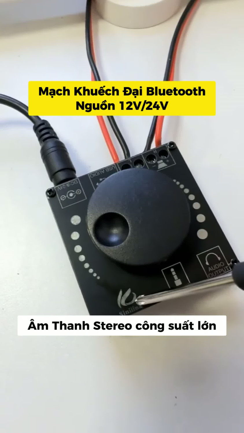 Làm loa Bluetooth DIY với mạch khuếch đại AP15H, âm thanh stereo 2 kênh, công suất 20W×2, nguồn 12V/24V