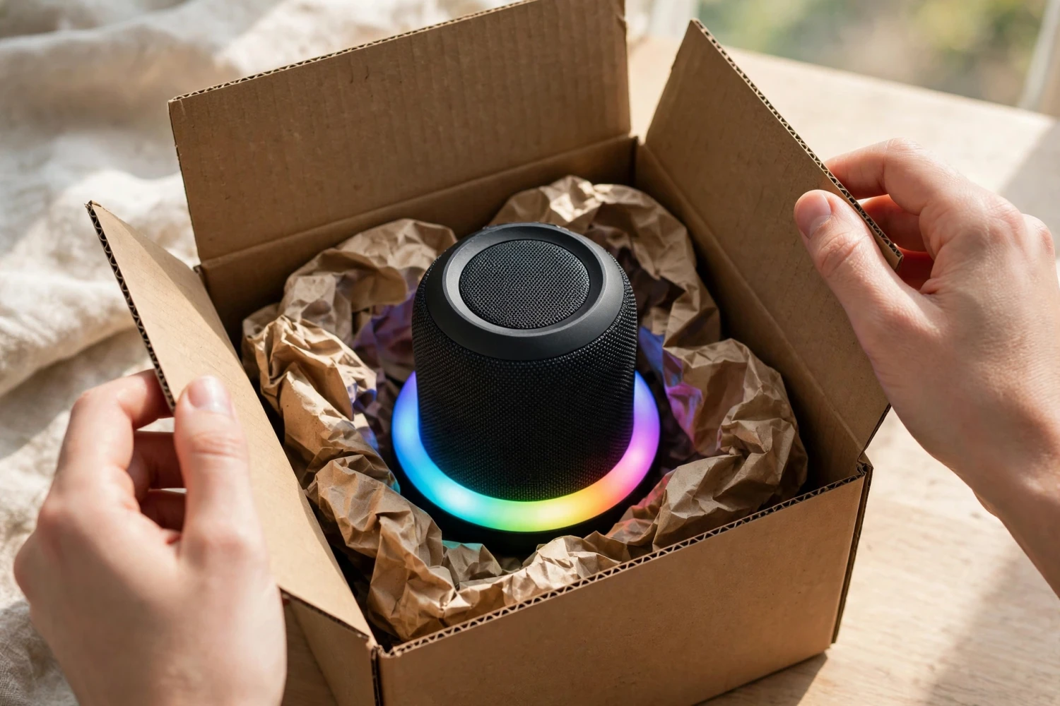 So sánh loa bluetooth đèn LED RGB hàng thật và hàng kém chất lượng khi mua online