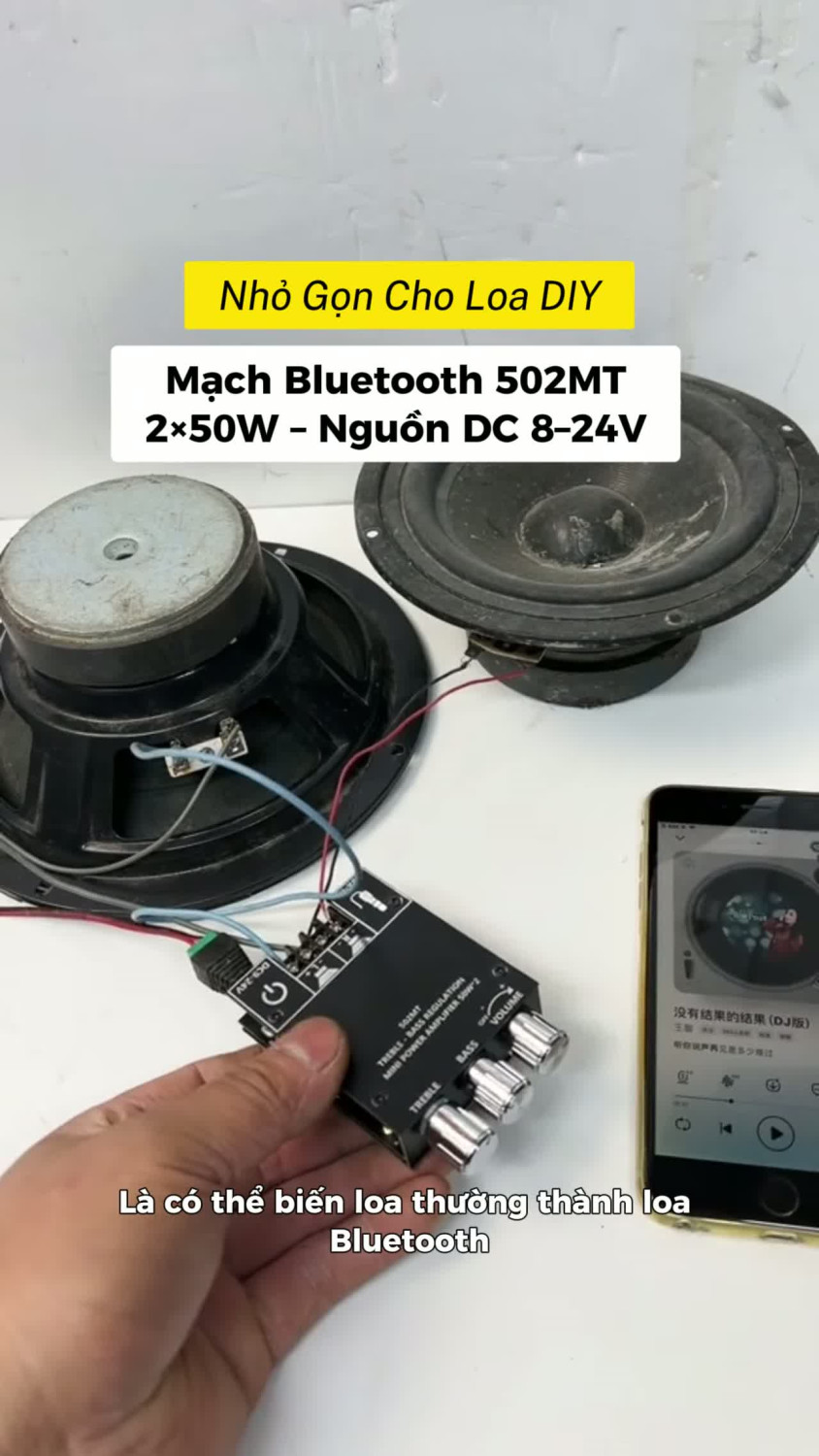 Nhỏ Gọn Cho Loa DIY! Mạch Bluetooth 502MT 2x50W - Nguồn DC 8-24V