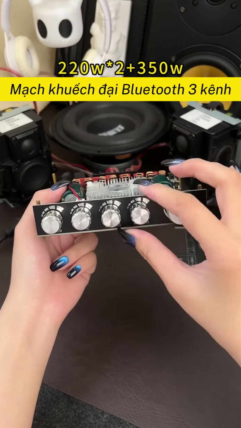 Mạch khuếch đại Bluetooth 2.1 công suất lớn: 220Wx2 + 350W sub, phù hợp chế loa DIY và nâng cấp hệ thống 2.1