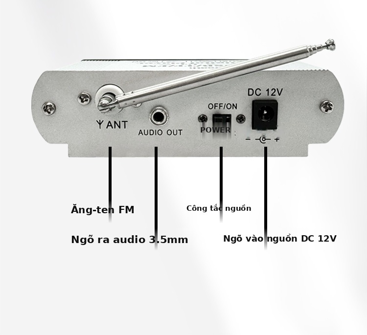Bộ thu Bluetooth 5.4 nghe đài FM, USB, thẻ nhớ, tích hợp cổng mic hát karaoke