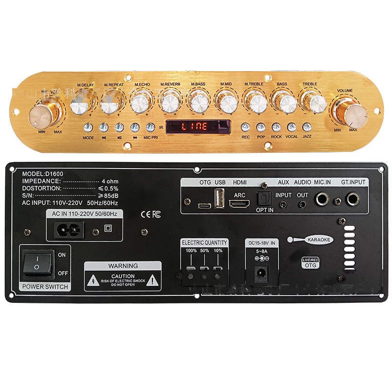 Mạch Khuếch Đại Loa Bluetooth D1600 50W+50W - Chip TPA3116, DSP Karaoke, HDMI/Quang/OTG