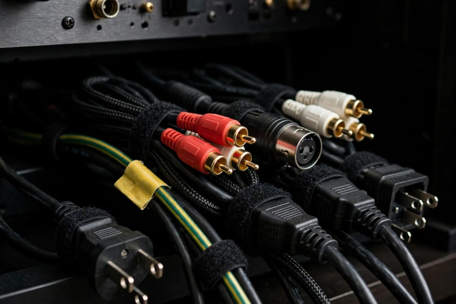 Sắp xếp dây cáp và jack cắm gọn gàng để loại bỏ nhiễu loa