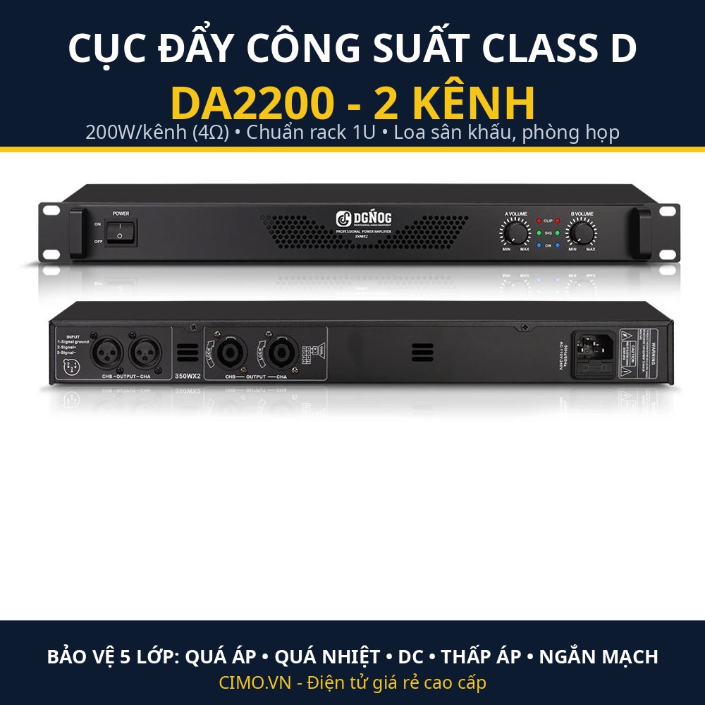 Cục đẩy công suất Class D DA2200 2 kênh